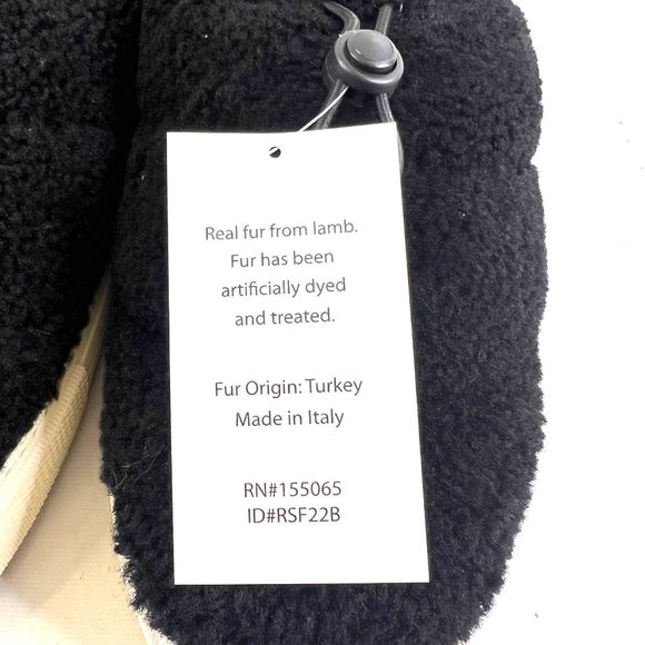 New Ross and Snow Black Shearling Puff Scuff Mens Size 14 Made in Italy Luxury - Picture 6 of 8